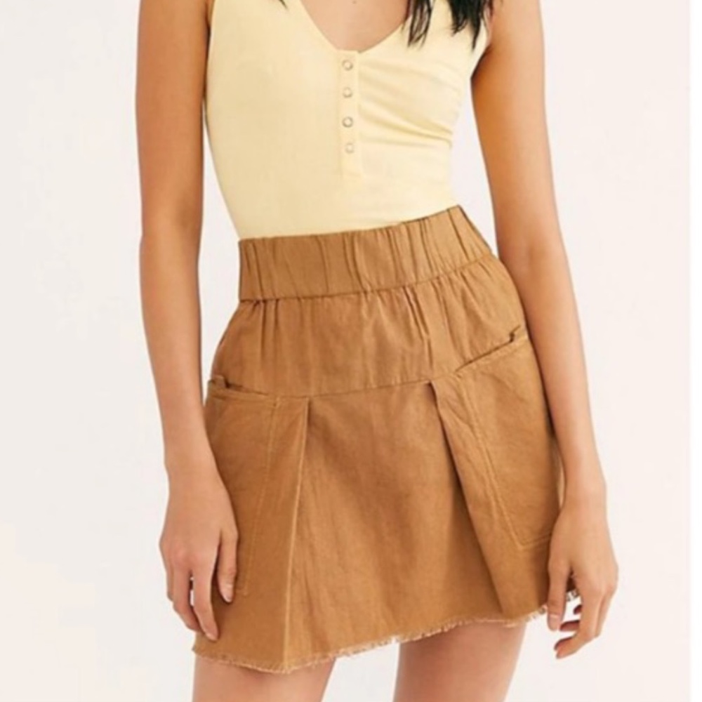 Free People Mariposa Brown Cargo Mini Skirt XS